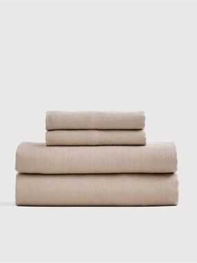 Queen European Linen Sheet Set - Toffee - Retail $184